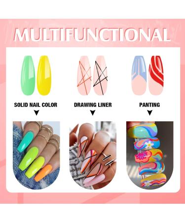 24 Colors Gel Liner Nail Art Kit - Neon UV LED Polish Set with Brush | Soak Off Manicure for DIY & Salon Use | Perfect Gift for Women - Buy Online on SooperMarket.com