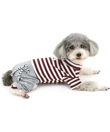 Ranphy Small Dog Stripe Jumpsuit Puppy Pajamas with Pant Comfy Cotton Pet Clothes Cat Apparel Pyjamas PJS Shirt Boys Winter Jammies Brown S S(Back: 20cm Chest: 32cm ) Style1 - Buy Online on SooperMarket.com
