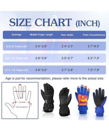 Kids Waterproof Winter Gloves - Navy Dinosaur Ski Gloves for Boys Girls (3-6 years) - Buy Online on SooperMarket.com