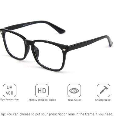 Buy GQUEEN Horn-Rimmed Glasses - UV400 Fake Nerd Glasses for Men & Women | Shiny Black No Prescription Needed - International Shipping - Buy Online on SooperMarket.com
