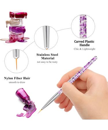 Hanyousheng 3 Pcs Nail Art Brushes Set - Fine Detail Paint Brush Pen for DIY & Professional Nail Art Design - Purple - Buy Online on SooperMarket.com