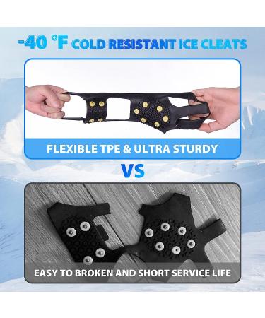 Sfee Ice Cleats 10 Steel Studs for Boots & Shoes - Anti-Slip Traction Cleats for Snow & Ice Walking, Hiking, Jogging - Size L (Women 10-13 / Men 8-11) - 1 Pair - Buy Online on SooperMarket.com