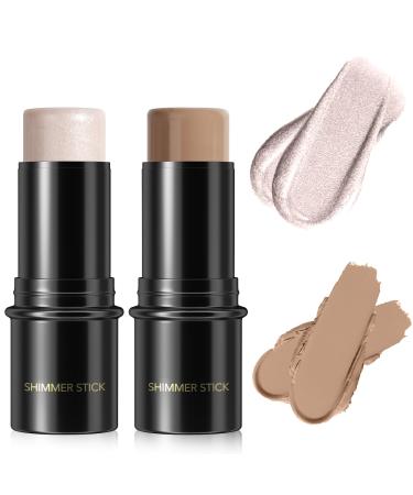 Highlighter Makeup Contour Stick Highlighter Contour Bronzer Wand Face Brightens Contour Stick for Long-Lasting & Waterproof. Face Make-up & Body Contour Highlight Makeup Daily Wear (1#+9#) 1#+9# 29.00 g (Pack of 1)