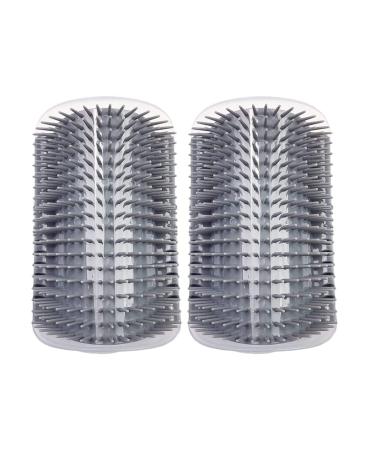 ZBJBinCH 2 Pcs Cat Self Groomer PP Wall Corner Grooming Brush Comfortable Cats Massage Comb for All Long and Short Hair Pet Cats(Gray)