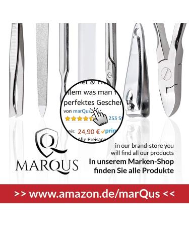 Marqus 7-Piece Manicure Set for Men & Women - Solingen Quality Patented Glass Files Real Leather Etui - Blue - Buy Online on SooperMarket.com