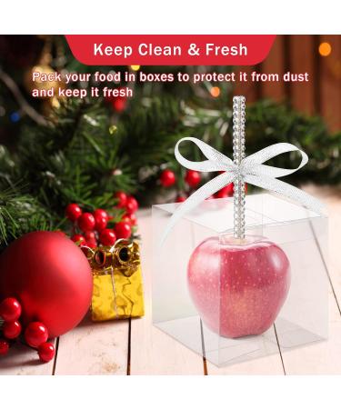 10+10 Candy Apple Kits AngleKai 10Pcs Bling Candy Apple Sticks/ 10Pcs Candy Apple Boxes/ 25 Yard Ribbon Rhinestone Caramel Apple Sticks Clear Candy Apple Boxes with Hole Silver White - Buy Online on SooperMarket.com
