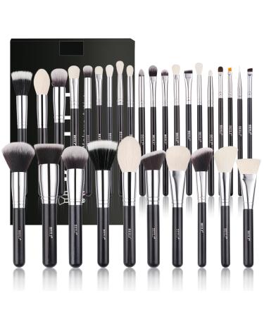 BEILI Makeup Brushes Make Up Brush Set Professional 30 PC Natural Goat Hair Makeup Brush Foundation Face Powder Blush Eyeshadow Brushes Concealers Eye Make Up Brush Set Black/Silver