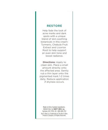 Burt's Bees Post Acne Mark Cream with Turmeric 0.5 Oz - Gentle Dark Spot Correcting for All Skin Types - Buy Online on SooperMarket.com