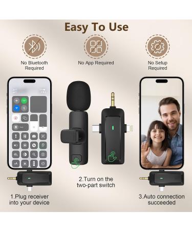 HMKCH Wireless Lavalier Microphone for iPhone Android Phone Camera Computer Laptop Professional Dual Lapel Mic with USB-C 3.5mm USB Plug for Video Recording Vlog YouTubeTikTok - Buy Online on SooperMarket.com