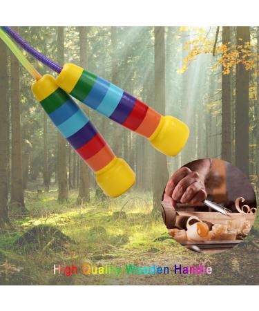 Adjustable 280cm Rainbow Skipping Rope for Kids - Wooden Handle Jump Rope in 7 Colors for Boys & Girls Fitness - Buy Online on SooperMarket.com
