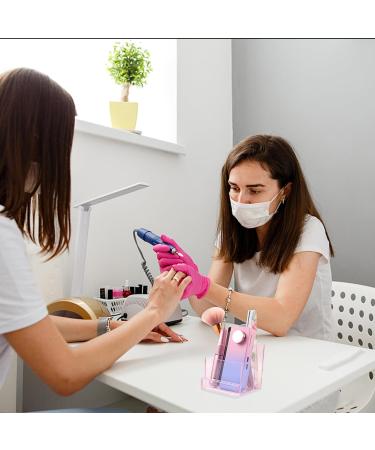 ANGNYA Nail Drill Holder & Bit Storage Box - 10 Holes Transparent Organizer for Nail Tech Supplies - Pink Plastic Manicure Tool Display - Buy Online on SooperMarket.com