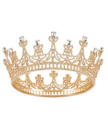 SWEETV Gold Queen Crown for Women  Wedding Crown  Brithday Crown Cake Topper  Costume Party Halloween Accessories