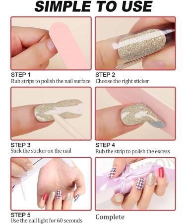 Kalolary Gel Nail Polish Strips Nail Gel Art Sticker Waterproof Full Nail Wraps Decal Sets with Scissors Nail File and Stick for Women Girls Nail Art Decor (UV/LED Lamp Required)-10 - Buy Online on SooperMarket.com