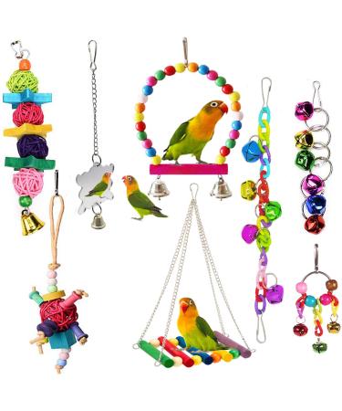 Esrise bird toys for birds cake stuff birds wood Bell Haning toys for conures nymphensittiche love birds small parlor parlor finches (multicolor-a)