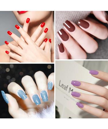JSRQT Solid Glitter Color Full Wraps Nail Polish Stickers 8 Sheets Nail Art Polish Decals Tips Self-Adhesive Nail Polish with Nail Files Nail Strips Bright Pink Nail Wraps Nail Art Designs for Women - Buy Online on SooperMarket.com
