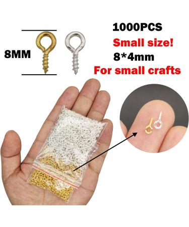 1000pcs Small Screw Eyes Pins for Jewelry Making - Silver & Gold 8mm x 4mm Mini Eyelet Hooks for Resin Clay Ornament Keychains - Buy Online on SooperMarket.com