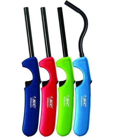 BIC Multi-Purpose Classic & Flex Wand Candle Lighters, Assorted Colors - Reliable & Safe Utility Lighter for Fireplaces, Campfires & More (4-Count) - Buy Online on SooperMarket.com