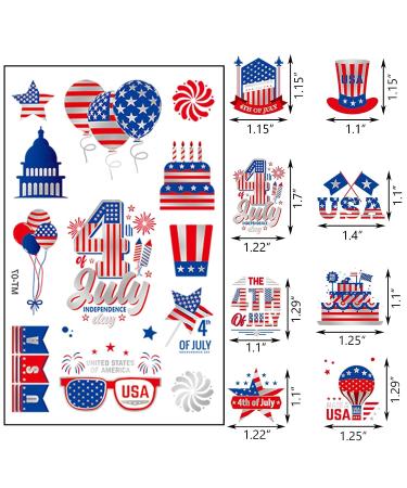 4th of July Temporary Tattoos - Patriotic Red, White & Blue Stickers for Independence Day Celebrations - Buy Online on SooperMarket.com