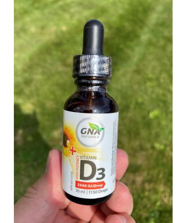 GNA Naturals Vitamin D3 Drops 2500 IU 30ml - Liquid Vitamin D3 for Adults - High Potency Flavorless Easy to Absorb - Pure D3 Supplement for Daily Wellness - Supports Bone Heart and Teeth Health - Buy Online on SooperMarket.com