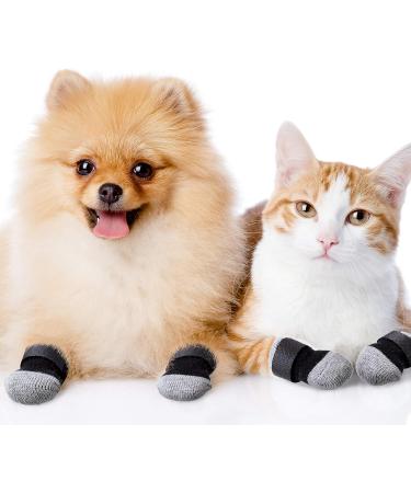 Frienda 8-Piece Anti-Slip Dog Socks for Small Puppies and Kittens - Adjustable Paw Protector with Traction Control in Black and Gray (Size S) - Buy Online on SooperMarket.com