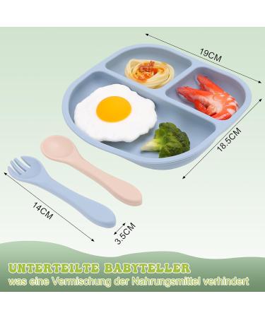 FireTink 3-Piece Silicone Baby Plate Set - BPA-Free Suction Cup Slip-Resistant Children's Dishware with Fork & Spoon - Buy Online on SooperMarket.com