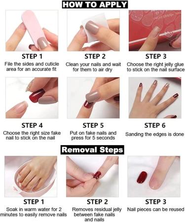RUNRAYAY Pink French Press on Nails with Sequins Design - Gradient Fake Nails for Women | Acrylic Full Cover Coffin Spring Summer - Buy Online on SooperMarket.com