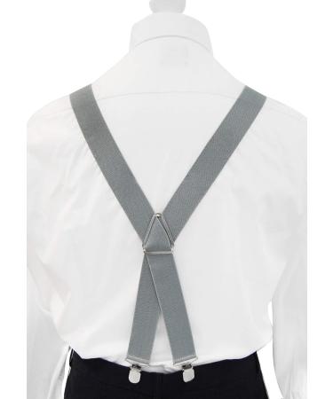 axy Men's 35mm Wide Suspenders with 4 Strong Clips | Women's Grey X-Shape Suspenders - International Shipping Available - Buy Online on SooperMarket.com