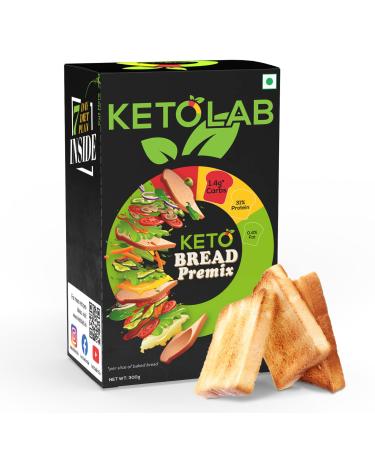 Ketolab Keto Bread Pre-Mix 300 Gms 1 Pack 1.3g Net Carb & 5g High Protein/Slice Identical to Regular Bread Ultra Low Carb Pre-Biotic High Fibre Low Glycemic Index(GI) Keto Diet & Weight Loss 300 g (Pack of 1) 1