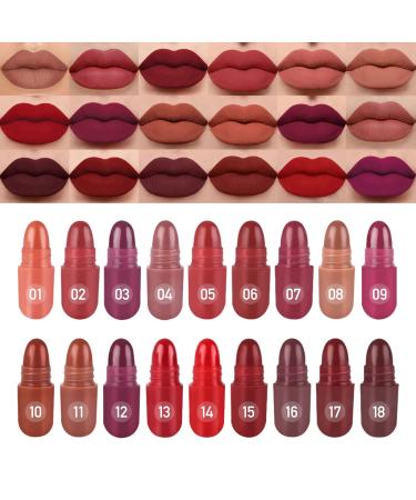 LSxia 18 Colors Capsule Pills Lipstick Mini Lip-Stick Set  Long Lasting Mini Matte Lipstick Lip Stain Lip Tint - Labiales Mate 24 Horas Originales  Cute Dark Red Matte Lipsticks Set for Women