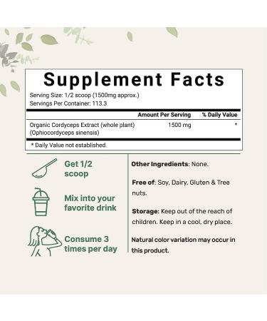Sustainably US Grown Organic Cordyceps Mushroom Extract Powder - 1.6 oz (30% Polysaccharides, Cordycepic Acid) - Energy & Immune Support - Buy Online on SooperMarket.com
