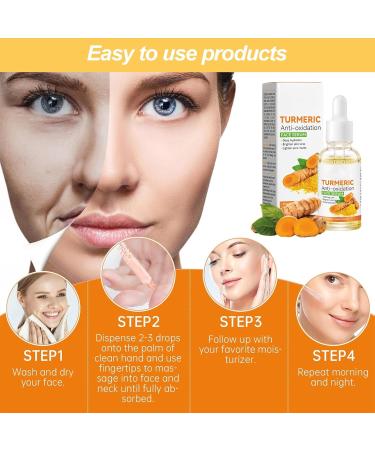 Turmeric Serum Dark Spots 30 ml Spot Corrector Face & Body Anti Aging and Wrinkle Face Serum Reduces Hyperpigtation Age Spots Sun Spot Improve Skin Tone Moisturize Brighten All Types - Buy Online on SooperMarket.com