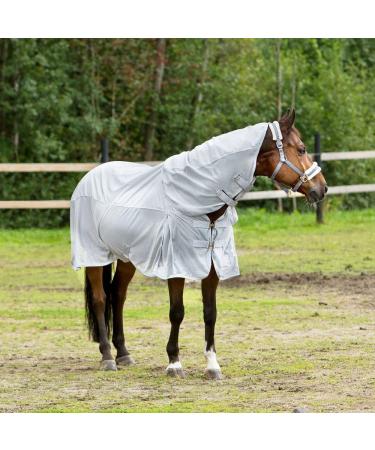 HORZE Horse Blanket Nevada Combo Rain Blanket and Fly Sheet for Horse and Pony Grey 125 125 Lunar Rock Grey