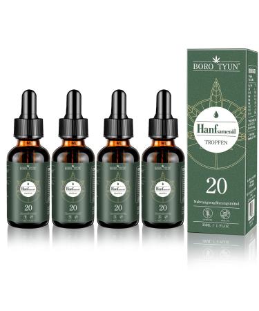 BORO TYUN hemp oil 20 keto drops (30ml-4 er) for the ketosis made of hemp seed oil with natural omega 3 100% vegan hemp drops with immediately effect 7.5 ml (4 Pack)
