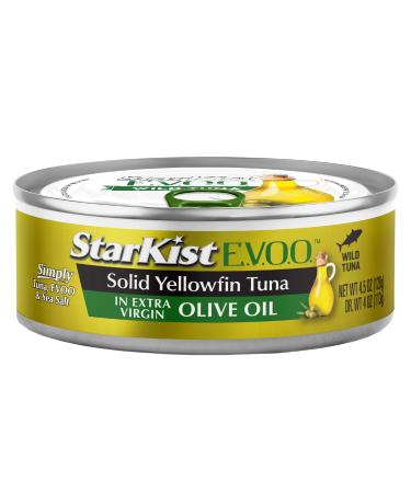 StarKist E.V.O.O. Solid Yellowfin/light Tuna in Extra Virgin Olive Oil - 4.5 oz Can (Pack of 12)(Packaging may vary) Yellowfin in EVOO 4.5 Ounce (Pack of 12)
