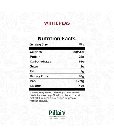 Pillai's White Peas (Whole) - 250 grams - Buy Online on SooperMarket.com