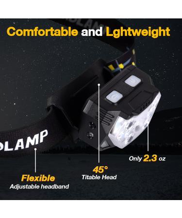 GOANDO Rechargeable 2500 Lumen LED Headlamp 2 Pack | Waterproof with Red Light Sensor Mode | Ideal for Running, Cycling, Camping - Buy Online on SooperMarket.com