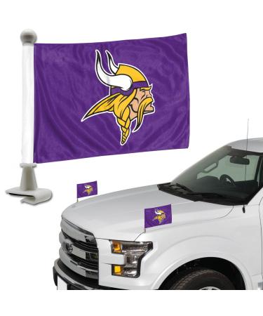 FANMATS 61872 Minnesota Vikings Ambassador Car Flags - 2 Pack Mini Auto Flags, 4in X 6in, Perfect for Hood or Trunk