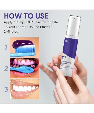 Purple Teeth Whitening Toothpaste for Adults - Stain Removal & Colour Corrector - Gentle Formula - 30ml - Buy Online on SooperMarket.com