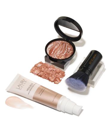 LAURA GELLER NEW YORK Ready-n-Radiant Kit (3 PC) - Baked Bronze-n-Brighten Mediium + Spackle Super-Size Skin Perfecting Primer Champagne Glow + Retractable Angled Kabuki Brush 02 Medium