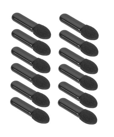 WOONEKY 100pcs Mini Eyeshadow Swab Mascara Wand Foam Eyeshadow Lip Scrub Brush Black Plastic