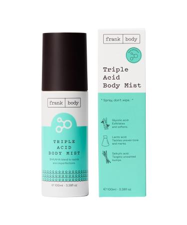 frank body Triple Acid Body Mist | Vegan Cruelty Free AHA/BHA Treatment | Tackle KP & Body Breakouts with Glycolic Acid & Salicylic Acid | 3.38 fl oz / 100 mL - Buy Online on SooperMarket.com