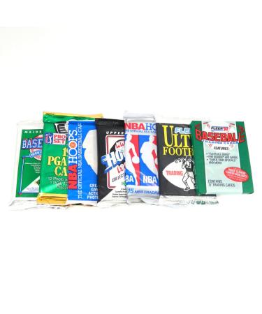 Vintage Multi-Sport Unopened Pack Lot Total of 100 Trading Cards Baseball Football Basketball Hockey Golf Topps Upper Deck Hoops Pro Set