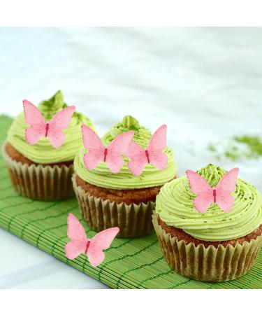 48 Edible Pink Butterflies - Alegre Butterflies TorteDeco | Cake & Cupcake Toppers for Weddings & Baby Showers - Buy Online on SooperMarket.com