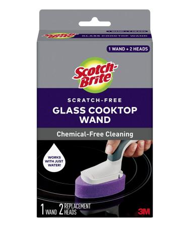 Scotch-Brite Glass Cooktop Wand with Refill Pads, Cleans With Just Water, Tackle Burnt-On Messes, 1 Wand and 2 Replacement Heads