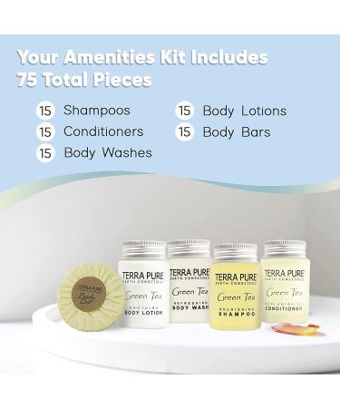 Hotel Amenities Bulk Set - Terra Pure Soaps & Toiletries | 1oz Shampoo, Conditioner, Body Wash, Lotion & 1.25oz Bar Soap | 75 Pieces - Perfect for Hotels - Buy Online on SooperMarket.com