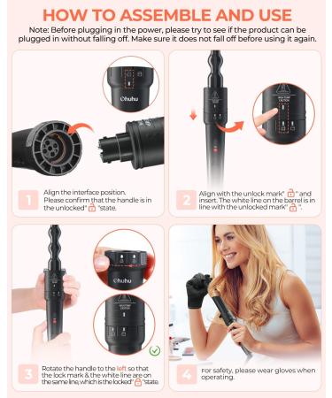 Curling Wand Ohuhu 5 in 1 Hair Curler Curling Tongs Iron Set with 5 Pcs 0.35 to 1.25 Inch Interchangeable Ceramic Barrel Heat Protective Glove 2 Clips Dual Voltage Gift for Girl Women Mother's Day Black - Buy Online on SooperMarket.com