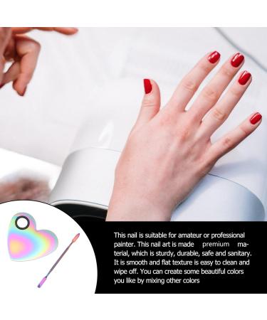 Buy KALLORY Heart-Shaped Stainless Steel Mixing Palette & Spatula Tool for Nail Art | Perfect for Salon & Home - International Shipping Available - Buy Online on SooperMarket.com