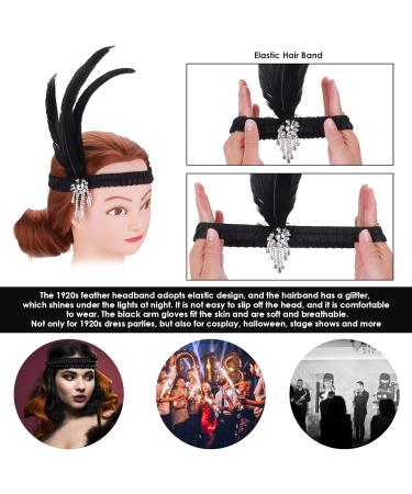 WLLHYF Feather Headwear Feather Headband Flapper Headpiece Head Wear Fashion Soft and Comfortable Hair Bows Hair 1920s Accessories for Kids Girls Party Decoration (Silver Tassel Black Feather) - Buy Online on SooperMarket.com