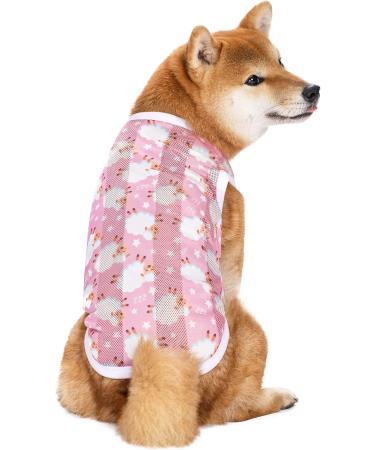 Cool Summer T-Shirt for Medium & Large Dogs | Breathable Sun Protection Pet Clothing - XS Pink Sheep Design - Buy Online on SooperMarket.com
