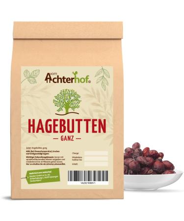 Rose hip dried 1000g |Natural entire rose hips without additives |Ideal for the production of jam and tea |Also suitable for horses and dogs |from the Achterhof 1 kg (1 Pack)